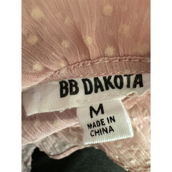 BB Dakota Roslyn Swiss Dot Victorian Blouse Pink Ruffle Women's Size M - Picture 6 of 6